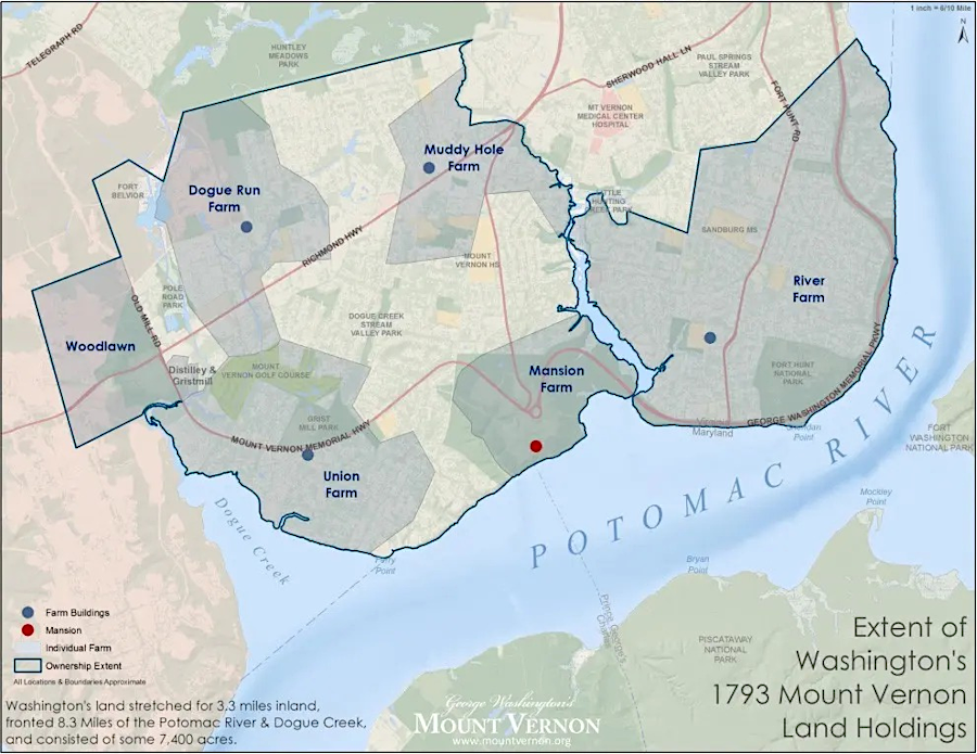 historic boundaries of George Washington's Five Farms at Mount Vernon