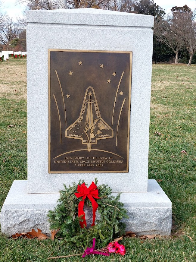 in addition to the Space Shuttle Columbia Memorial, three astronauts from that disastrous flight have individual graves at Arlington National Cemetery