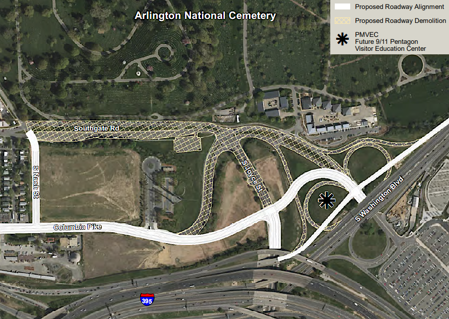 expanding Arlington National Cemetery will require realignment of Columbia Pike