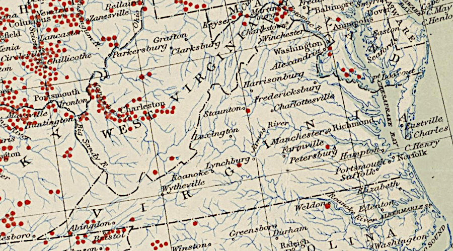 in an 1894 map, the Smithsonian identified what it considered to be Native American mounds east of the Rocky Mountains