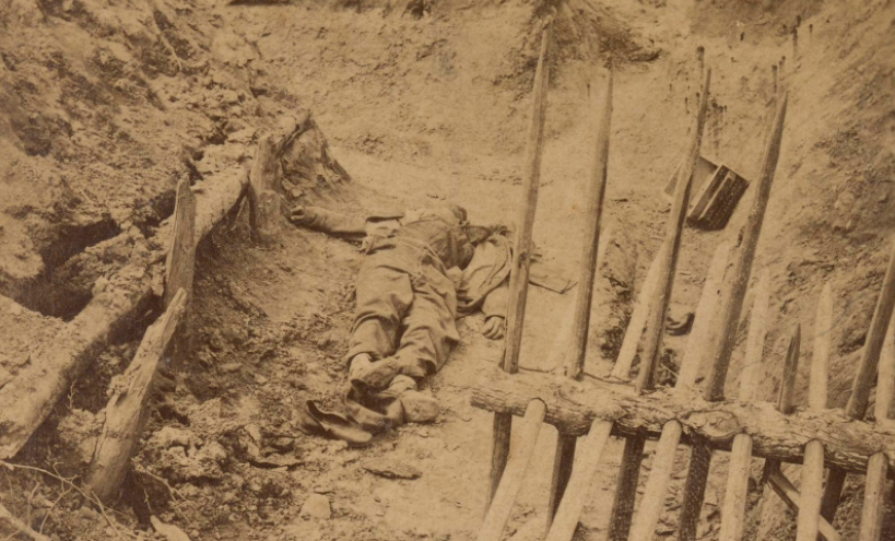 bodies of soldiers killed in the Civil War, such as this Confederate at Fort Mahone, had to be buried