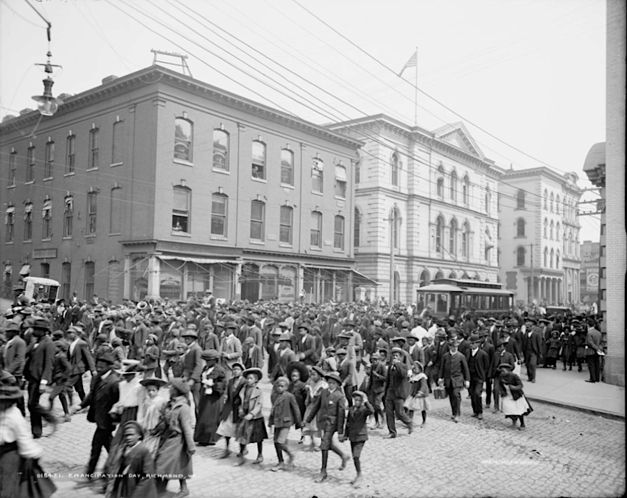 emancipation was celebrated in Richmond with a parade on April 3, 1905 - the 40th anniversary of the Union Army capturing Richmond
