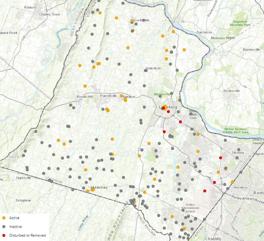 to prevent unplanned disturbance of graveyards, especially poorly-documented sites associated with African-American communities, Loudoun County mapped all of its historic burial grounds