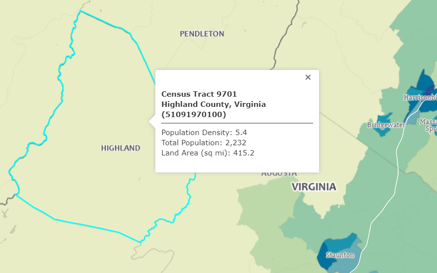 all of Highland County is in one Census tract