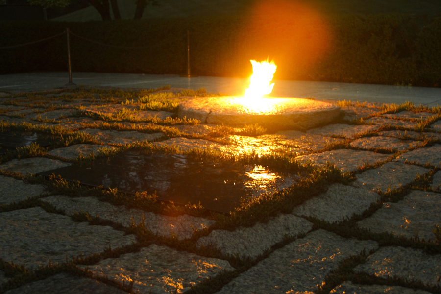 the Corps of Engineers maintains the eternal flame at President John F. Kennedy's grave in Arlington National Cemetery