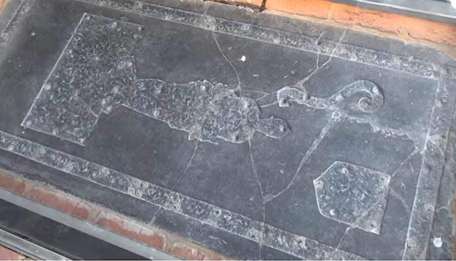 the stone covering the Knight's Tomb, thought to be the 1627 grave of Sir George Yeardley, was replaced in 2019