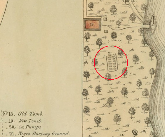 at Mount Vernon, the Negro Burying Ground was located on a narrow ridge near George Washington's final (New) tomb