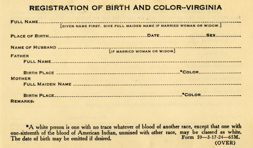 as registrar of the Bureau of Vital Statistics, Dr. Plecker emphasized that everyone in Virginia should be classified as colored or white, not as Indian