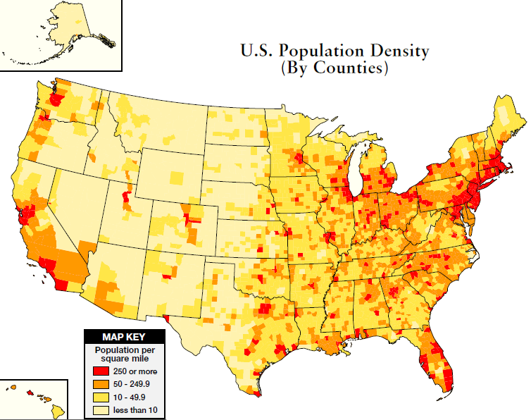 population density by counties