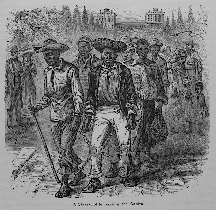 during the 1819 debate over admitting Missouri as a slave state, a coffle of enslaved people were marched past the US Capitol in Washington, DC