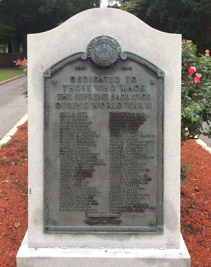 by the time the monument honoring World War II veterans was installed at Suffolk's Cedar Hill Cemetery, it was no longer considered appropriate to segregate war dead by race