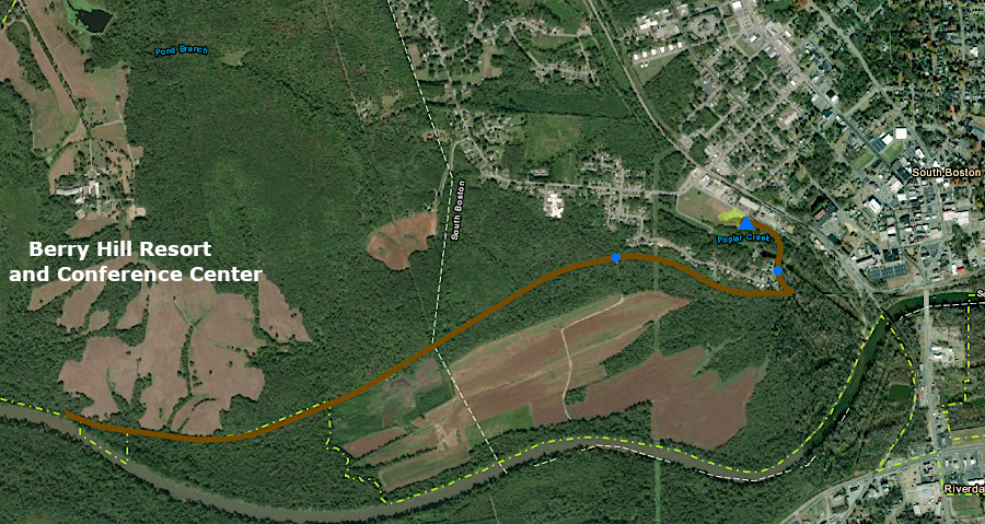 the Atlantic & Danville Railroad route west from South Boston to Berry Hill is now part of the Tobacco Heritage Trail