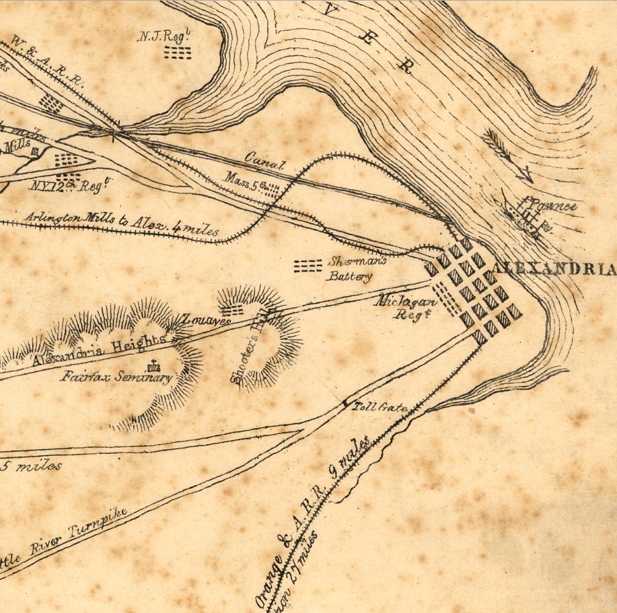 at the start of the Civil War, none of the three railroads in Alexandria had tracks connecting with another railroad