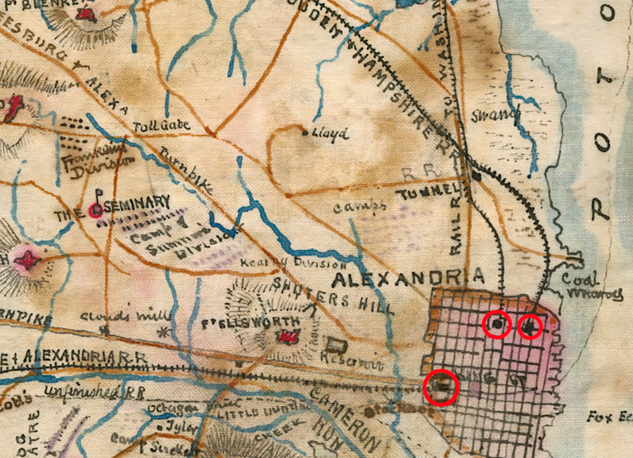 in 1861, the three railroads serving Alexandria had three separate terminals