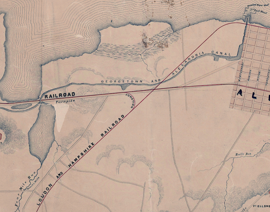 the Alexandria and Washington Railroad was conected to the Alexandria, Loudoun and Hampshire Railroad by the Union Army during the Civil War