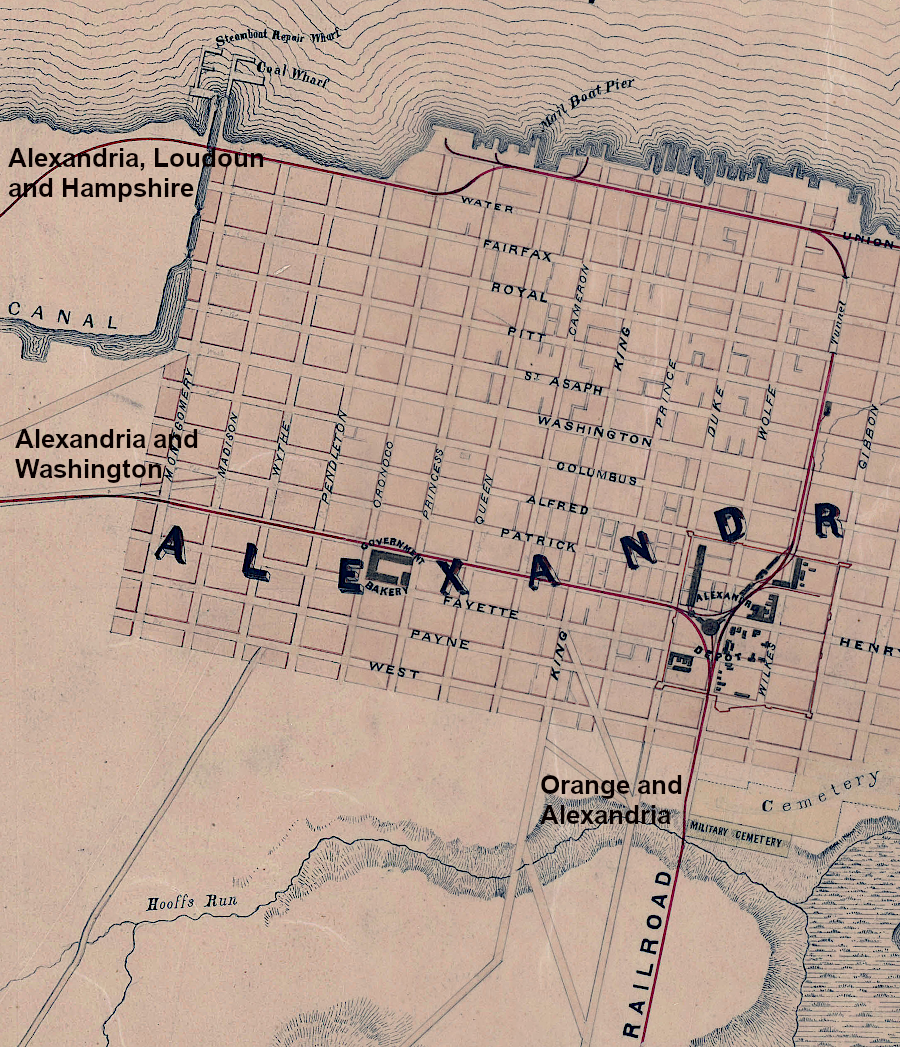 the Alexandria and Washington Railroad also was conected to the Orange and Alexandria Railroad during the Civil War