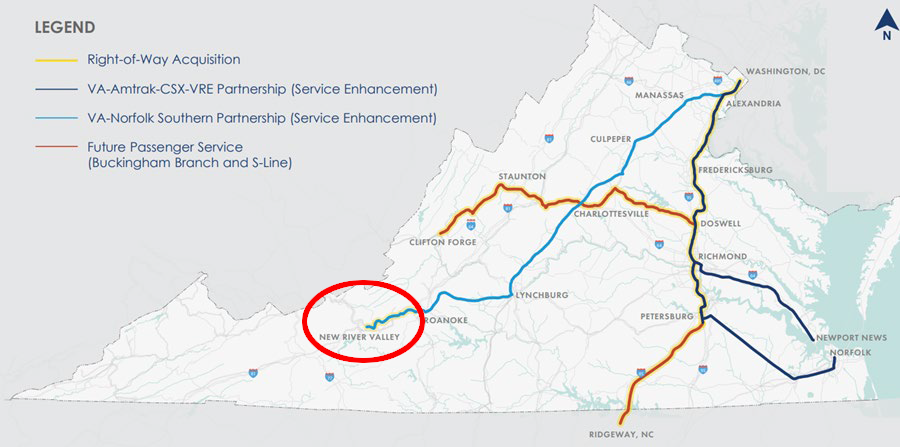 after stretching to Blacksburg, the next extension of Amtrak service was to Christiansburg