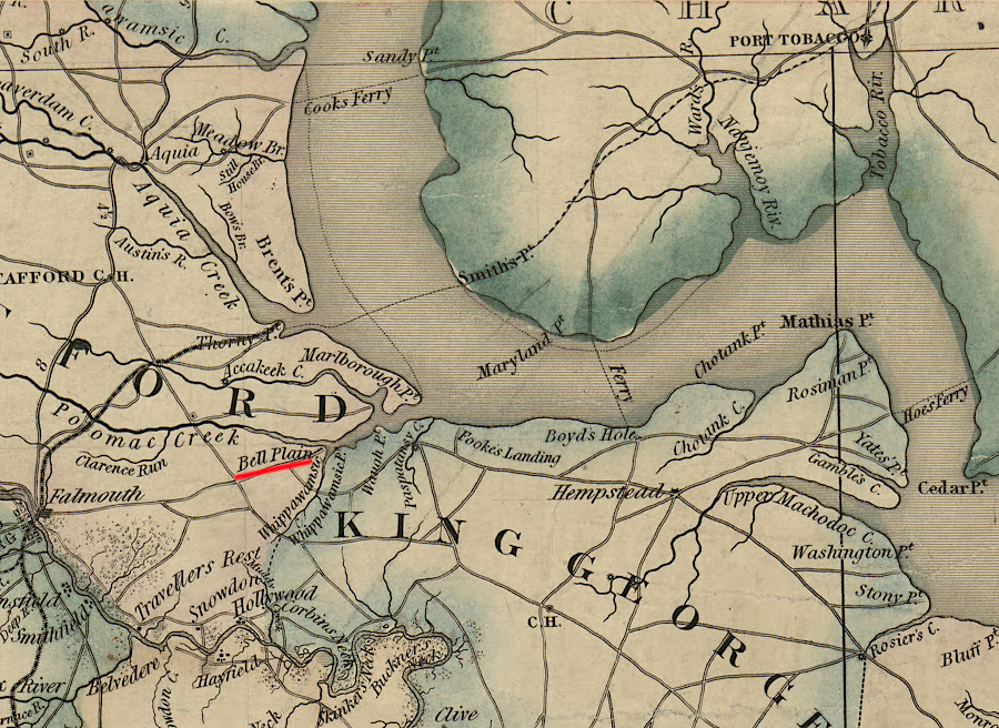 the RF&P railroad built to Aquia Creek in 1842, replacing the stagecoach/wagon connection to Belle Plain on Potomac Creek used for five years