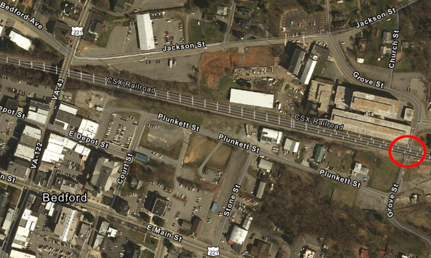 using the Courthouse site along Plunkett Street for a Bedford Amtrak depot would have required closing the Grove Street at-grade crossing