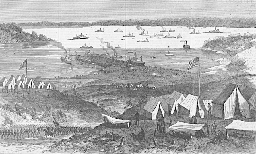 the RF&P track from Aquia Landing was not restored in 1864; the Union Army chose instead to haul supplies by wagon from Belle Plain until shifting its base of operations south
