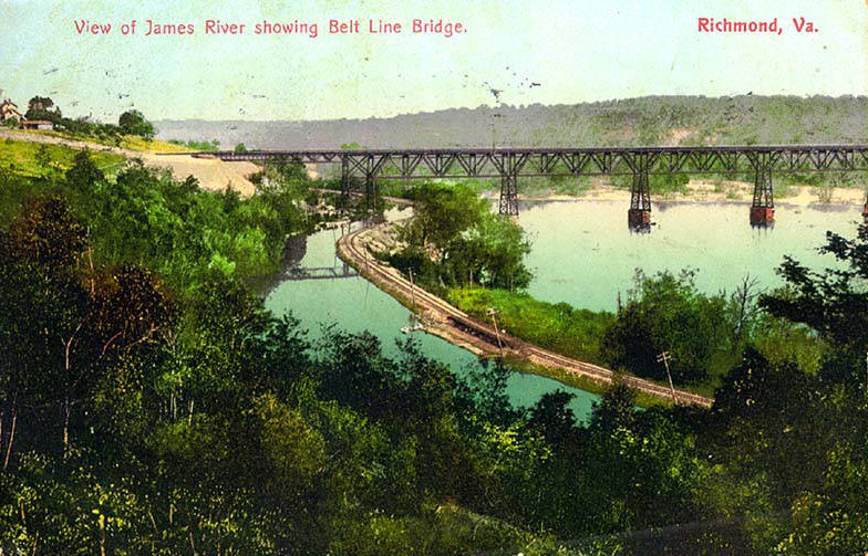 the first Belt Line bridge over the James River lasted from 1881-1916