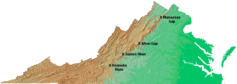 railroads were built across the Blue Ridge in only four locations