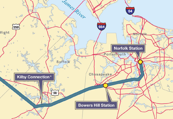 high-speed trains are planned to stop in Chesapeake and Norfolk, but not in Suffolk or Portsmouth