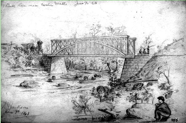 the Orange and Alexandria Railroad bridge across Bull Run was rebuilt by the Union