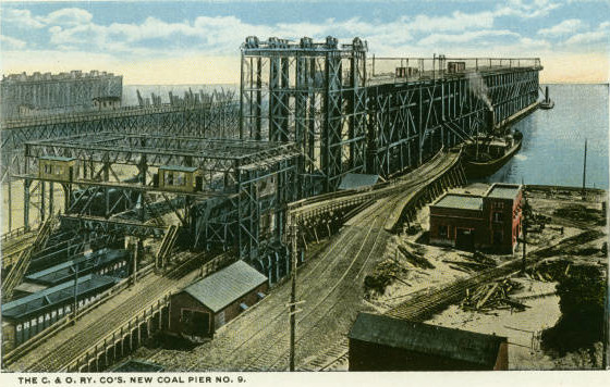 extension of the Chesapeake and Ohio Railway down the Peninsula included creation of a new coal export terminal at Newport News in 1882, and Pier 9 was constructed a decade later