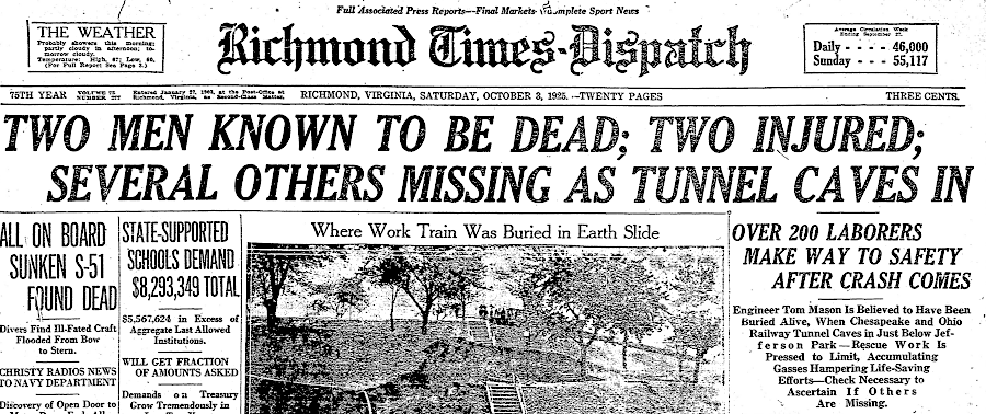 western portal of the Church Hill Tunnel after it collapsed