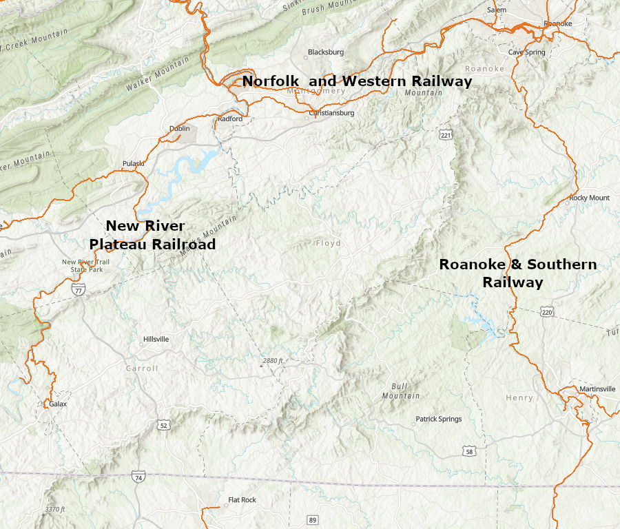 the Norfolk and Western Railway used the Roanoke & Southern Railway to reach the Carolina Piedmont, rather than build south from Galax