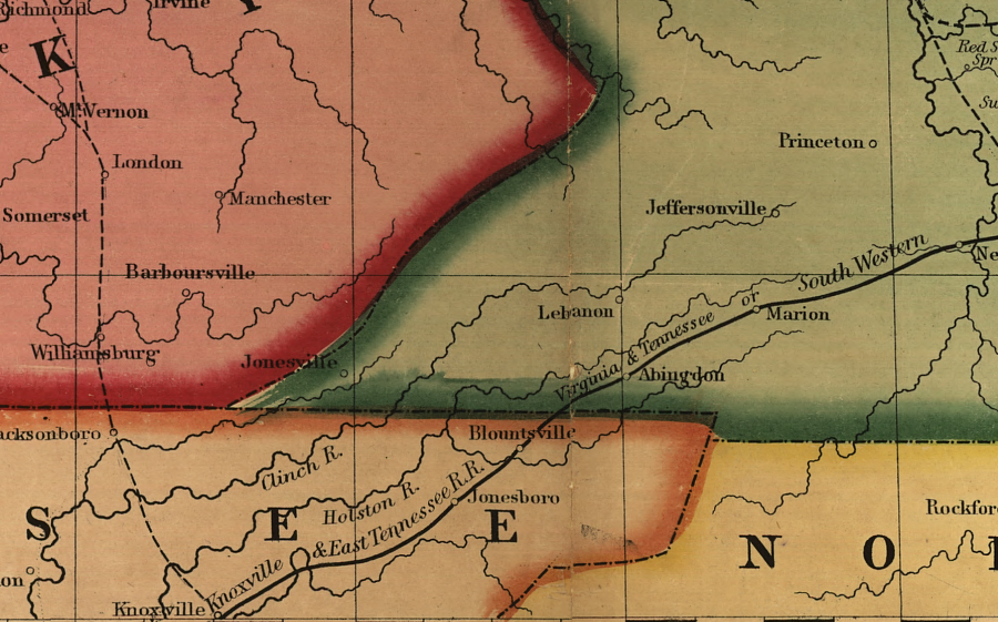 prior to the Civil War, the closest rail line near Cumberland Gap was 80 miles to the east