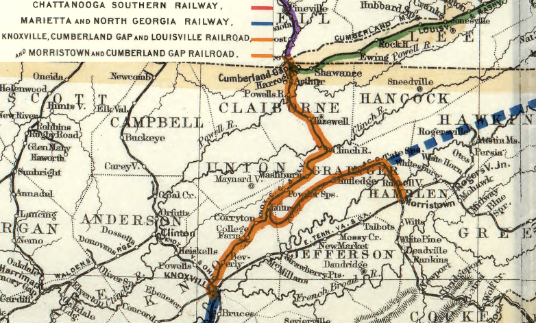 the Knoxville, Cumberland Gap and Louisville Railroad linked Middlesboro to points south