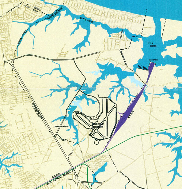 the Bay Coast Railroad (formerly known as the Eastern Shore Railroad) barged rail cars to Little Creek, and the ESRR rail line through Virginia Beach connected to CSX and Norfolk Southern railroads