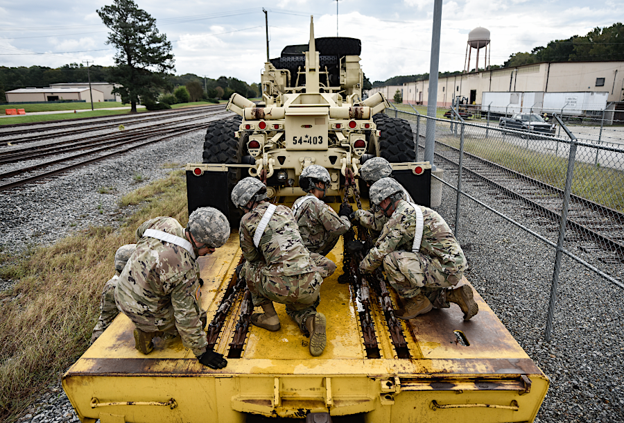 rail load operations during a training exercise at Joint Base Langley-Eustis in 2018