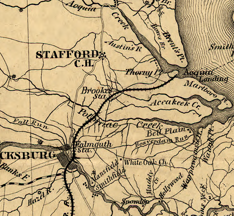the Richmond, Fredericksburg, and Potomac Railroad stopped at Aquia Landing until 1872