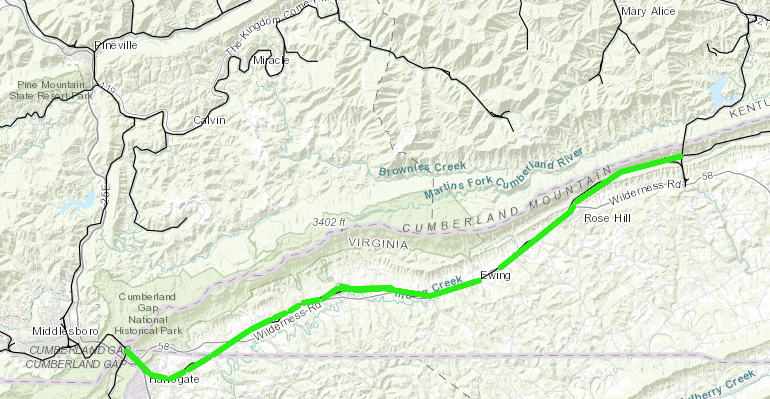 the track from Cumberland Gap to Hagans Tunnel was abandoned in 1987