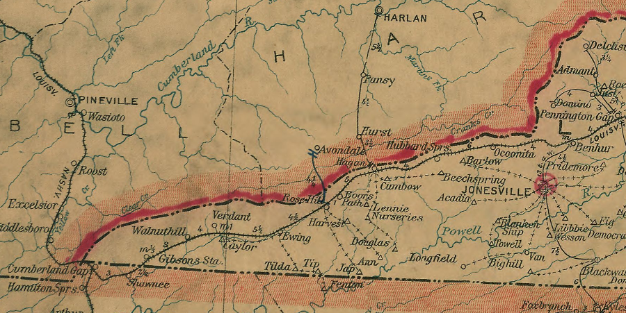the Louisville and Nashville Railroad bypassed Jonesville, choosing a faster route for coal/coke hauling rather than more freight/passenger traffic