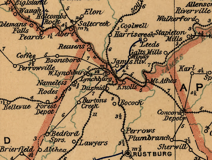 Lynchburg railroads in 1896