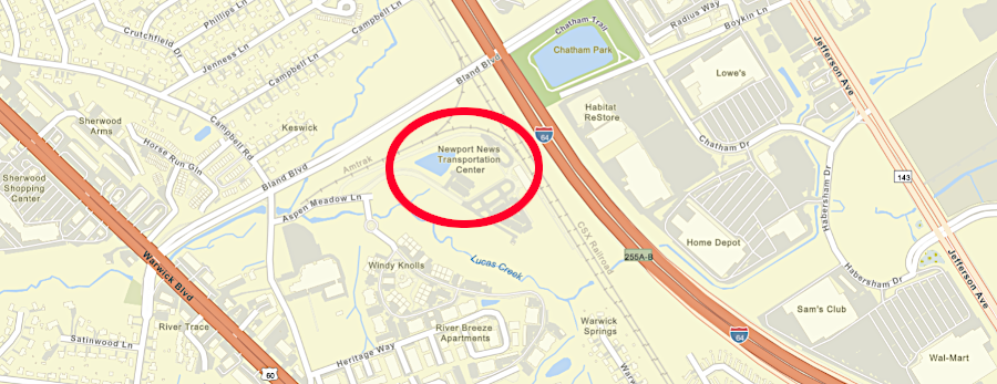 the new multimodal Newport News Transportation Center, nine miles from the former Amtrak station, provided better connections to the regional bus system