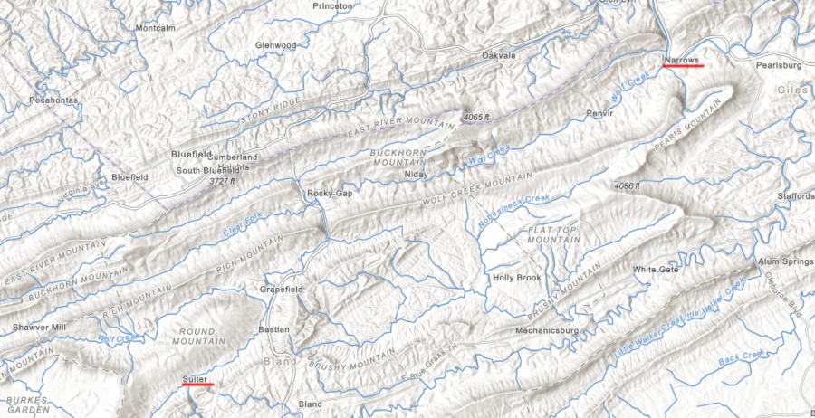 the New River, Holston & Western Railroad ultimately was 43 miles long, from Narrows to Suiter