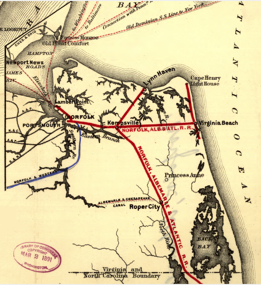 railroads in Princess Anne County, 1891