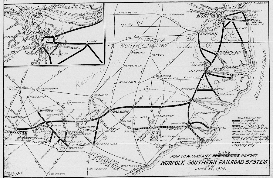 the original Norfolk Southern Railroad linked North Carolina farmland to Chesapeake Bay ports