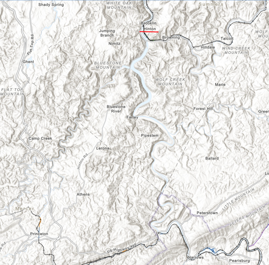 the Norfolk and Western Railroad chose to turn west at Glen Lyn, rather than built north and connect with the Chesapeake and Ohio Railroad at Hinton