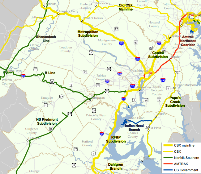 Northern Virginia rail connections to the north