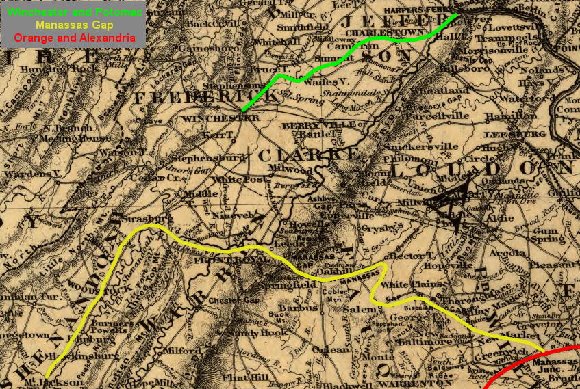the gap in railroad connections between Winchester-Strasburg, and partisan raids on the Manassas Gap and Orange and Alexandria railroads, blocked the Union from occupying most of the Shenandoah Valley except for short periods of time