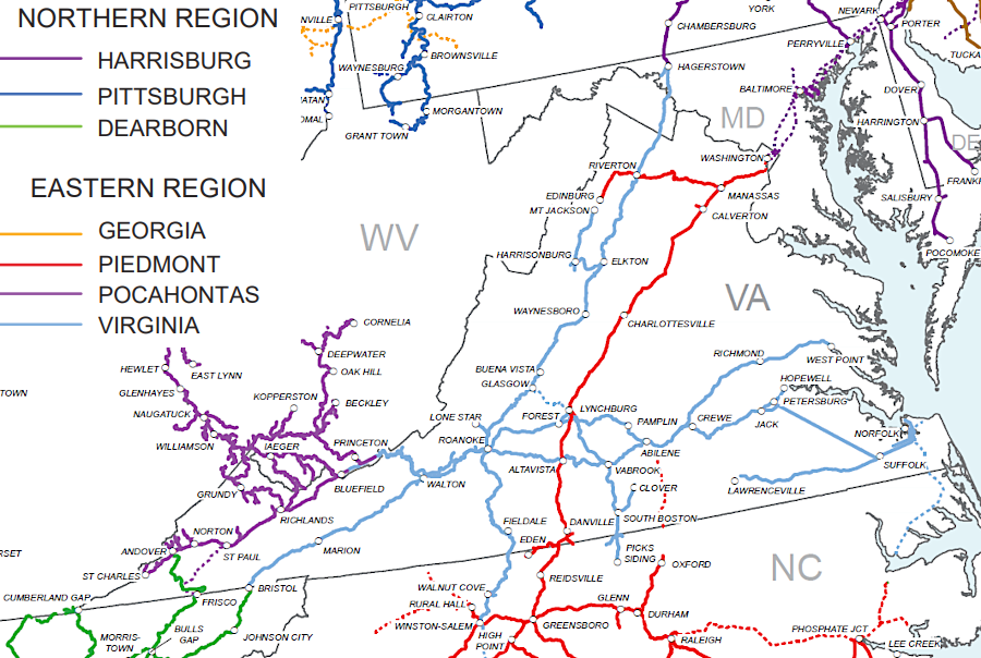 the Norfolk Southern network in 2019