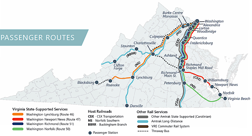 in 2020, the next planned extension of passenger rail in Virginia was to Christiansburg/Blacksburg