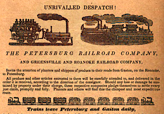 the Petersburg Railroad connection to the Greensville and Roanoke Railroad helped compete against the Portsmouth and Roanoke Railroad