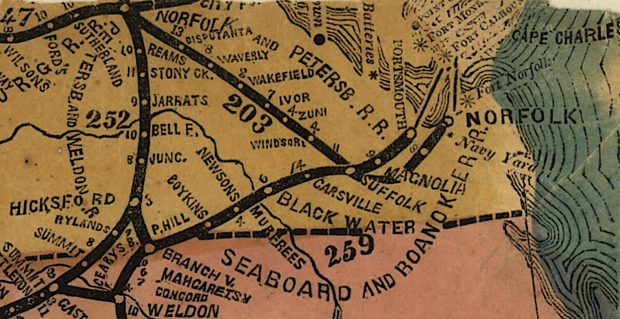 Seaboard and Roanoke Railroad in 1861
